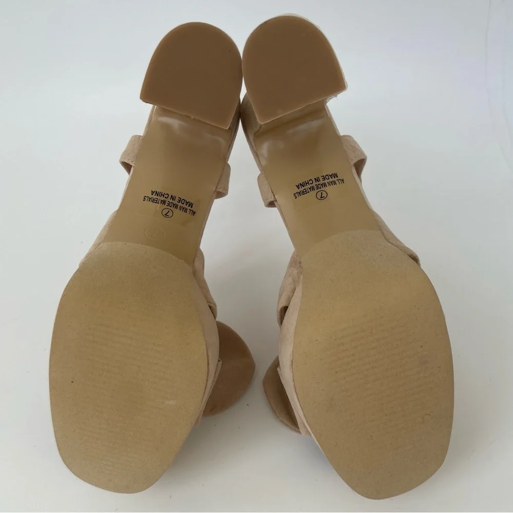 Lulu's Tan Platform Sandals with Slingback Strap